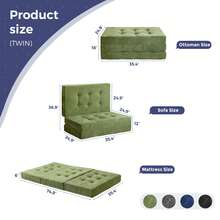 MAXYOYO 6 Inch Tri-Fold Mattress,Chenille Folding Mattress Made Of Whole Block Of Foam,Memory Foam Mattress Topper,Great For Sleeping,Camping - 綠色 - 查看 3