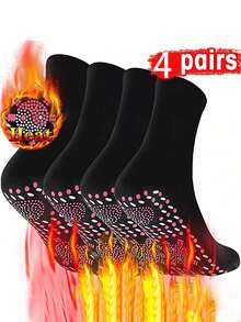 4 pares de calcetines térmicos cálidos para mujer, calcetines autocalentables, calcetines de masaje de algodón, calcetines calentadores de pies, calcetines cálidos para dormir