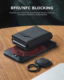 Cartera para AirTag de Hombre, Portatarjetas RFID Antirrobo, Regalo para Hombre, Cartera con Llavero, Cartera Simple para el Día del Padre (Negro) - gris - Ver 4