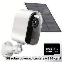 5G WiFi 太阳能户外无线安防摄像头，配备 5000mAh 电池，2K 高清智能监控摄像头，具有夜视功能、聚光灯和报警功能以及双向音频功能。它是一款家庭安防摄像头、远程监控摄像头和智能家居安防摄像头。支持云存储和 TF 卡（需单独购买）。 - 彩色 - 查看 15