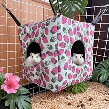 Small Animal Hideaway& Hammock, Cozy House With Roof For Small Pets To Sleep And Hide - Washable Pet Cave& Hideout Corner, Hanging Hammock Hideout Bed, Cage Accessories For Guinea, Hamster, Rat, Glider, Squirrel, Ferret, Kitten, Squirrel, Chinchilla