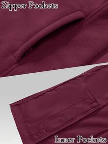 Cavva 女士抓绒背心外套，无袖轻便拉链夹克，保暖柔软，带拉链口袋，适合运动、办公、户外活动、聚会、露营、骑行、徒步旅行等冬季穿着。 - 酒紅色 - 查看 5