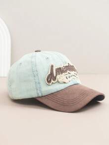 1pc Embroidered Suede Baseball Cap, Distressed Vintage Look Sun Hat