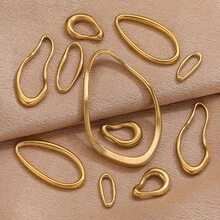 5 件不锈钢 18K 镀金简约镂空框架吊坠链扣和项链连接器 DIY 珠宝制作用品日常佩戴不锈钢吊坠 - 邊框吊墜 - 查看 6