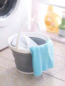 1 Portable Foldable Plastic Silicone Bucket, Foldable Car Wash Basin, Large Capacity Fishing Bucket, Household Water Storage Bucket, Home Bathroom Decoration For Summer