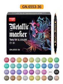 Double Headed Metal Marker Pen, 12 Colors, 24 Colors, 36 Colors Set, Greeting Card Holder, DIY Graffiti Painting Calligraphy Pen