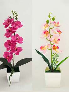 4pcs/1PC Simulation Plant Flowers Fake Hua Hudie Orchid Potted Bonsai, Wedding Shooting Green Props Living Room Decoration Plastic Flower Potted Ornaments, Holiday Decorations, Christmas Decorations.