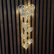 1pc Handmade Rattan Heart Shaped Wind Chimes, Decoration Light, Birthday Gift - White - View 14
