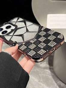 Funda de teléfono con diamantes brillantes y tarjeta brillante compatible con iPhone 17, 16, 15, 14, 13, 12, 11 Pro Max, cubierta protectora a prueba de golpes - Negro - Ver 8