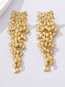 1 par de pendientes de botón de aleación con diseño de corazón hueco, elegante y romántico