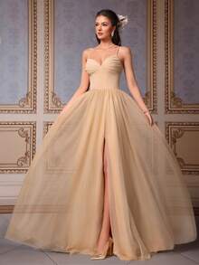 Đầm dạ hội không tay cạp cao ôm dáng VIPGIRL - Màu Khaki - Xem 5