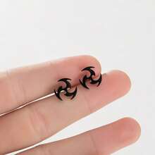 1 Pair Of Black Punk, Geometric Stud Earrings, Darts Pattern, Men's Stud Earrings