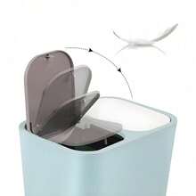 Trintion 12L Trash Bin Double Recycling Bin Rectangular Plastic Button Double Compartment Trash Recycling Suitable For Kitchen Office Home Living Room - Blue - View 6