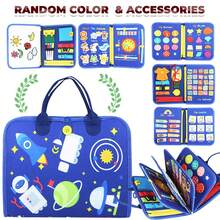 婴儿翻转学习板，感官发展活动板，多功能触觉玩具，可拆卸婴儿忙碌板，拼图学习玩具，培养认知能力 - 彩色 - 查看 13