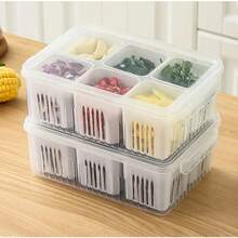 Plastic Organizer Boxes For Treats/Fruits In The Refrigerator With 6 Compartments - trắng - Xem 2