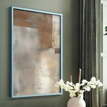 1pc Restickable Framed Modern Rustic Abstract Art Print, Wood Frame, Soft Geometric Shapes, Textured Brushwork, Contemporary Neutral Tones, Statement Wall Art Home Decor, Wall Art For Living Room, Entryway, Bedroom Art, Made In USA, Ready To Hang Art Prints - Blue - View 2