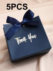 5/10pcs Kraft Paper Mini Gift Bags/Boxes, Foil Thank You Pattern Design With Gold Ribbon Bow, Suitable For Wedding, Valentine's Day, Birthday Party, Holiday Small Gifts Packaging, Halloween Candy, Snacks, Christmas Gifts, Christmas Tree Decor - Thank You Box - View 19