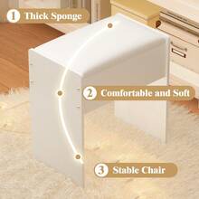 Dressing Table Stool Modern Soft Cushioned Seat Makeup Bench Piano Chair White - White - View 9