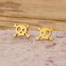 1 Pair Punk, Skull Stud Earrings, Men's Earrings