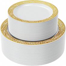 150/75/50/25/7pcs Set Gold Hollow Plates And Gold Cutlery Dinnerware Set, Salad Plates, Flatware, 10.25 Inch And 7.5 Inch Serving Trays, Suitable For Holiday Gatherings, Family Parties, Outdoor, Weddings, Restaurants