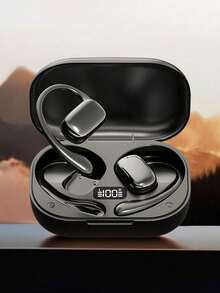 GENAI 开放式耳机，无线运动耳机，带数字显示充电盒，带耳钩的真耳塞，适合跑步、散步、锻炼