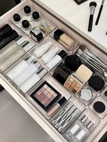 1/5/7/11/18PCS Drawer Cosmetic Organizer, Lipstick And Perfume Organizer, Dresser Skincare Organizer, Stackable Desktop Organizer, Multi-Functional Free Combination Display Organizer For Bathroom Mirror Cabinet Storage, Cosmetic Organizer