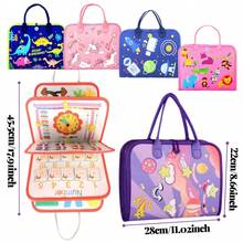 婴儿翻转学习板，感官发展活动板，多功能触觉玩具，可拆卸婴儿忙碌板，拼图学习玩具，培养认知能力 - 彩色 - 查看 3