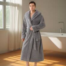 Cationic Couple Robe, Men/Women Long Thick Fleece Warm Bathrobe, Long Sleeve Soft Plush Sleepwear Set, Luxurious Warm Christmas & New Year Gift