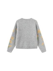 Joy Knit Women's Autumn/Winter Sweater, Fashion New Style - Basic Tops - Casual Versatile Elegant Design - Floral Jacquard Crew Neck Button Knit Cardigan Sweater Jacket - Office Outfits For Women - Going Out Tops - Party