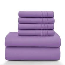 LUX DECOR 6-Piece Embroidered Bed Sheet Set – Brushed Microfiber, Deep Pocket, Lightweight & Breathable – Graduation Gifts, Home Decor, Sleep Protection For Dorms, Student Beds, Back‑To‑School Gift, Soft Bed Linens, Comfortable Sleep, Luxury Bed Set, Valentine's Day Bedroom, Spring Bedding Refresh, Guest Room Essentials, Dorm Room Bedding, Premium Bed Linens, Easy Care Sheets, Hypoallergenic Fabric, Year-Round Comfort, Master Bedroom Update, Matching Bedding Set, Hotel Quality Linens - 紫色 - 查看 12