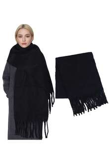 1pc Unisex Solid Color Comfortable Warm Scarf, High-Quality Blended Mohair Shawl For Keeping Warm