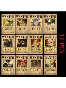 ONE PIECE Zestaw 5-20 sztuk plakatów One Piece Bounty Wanted z papieru pakowego, Anime Gear 5, Luffy, Bóg Słońca, Nika, dekoracja ścienna do salonu w stylu vintage