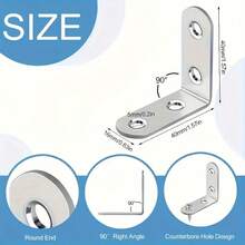 Zestaw 50 narożnych wsporników w kształcie litery L ze stali nierdzewnej (10 wsporników + 40 śrub), 3,99 x 3,99 cm, kąt prosty 90 stopni, ze śrubami, odpowiedni do drewnianych półek, krzeseł, stołów, toaletek i montażu mebli