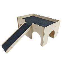 Hamster Wooden House, Small Animal House, Cage Accessories, Easy-Install Bed, Guinea Pig Habitat