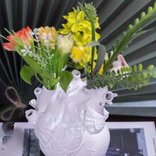 1 Piece Heart Shaped Resin Decoration For Tabletop And Living Room Includes Vase And Dried Flower Arrangement For Tabletop Resin Vase For Tabletop Tabletop Arrangement Room Living Room Decoration - 黑色 - 查看 6