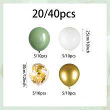 20/40pcs White, Green & Gold Balloon Set, 10inch Latex Balloons Perfect For Weddings, Birthdays, Anniversaries, Graduations & More - Multipurpose Indoor Celebration Decor, Birthday Balloons - Multicolor - View 6