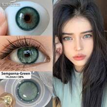 EYESHARE 1 Pair Colored Contact Lenses For Eyes Natural Brown Gray Colored Lens Contact For Blue Eyes Beauty Makeup Eye Lenses Yearly Use Green Beautiful Pupils, 14.2mm-No Power - 綠色 - 查看 3