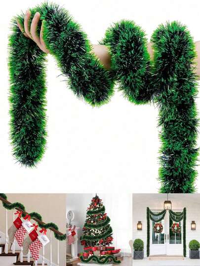 1 rolo de tiras de pele sintética para guirlanda de Natal, decoração de Natal em rattan verde para casamentos e festas, decoração de casa, decoração natalina para ambientes e decoração de inverno.