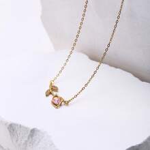 1件优雅甜美浪漫月光石锆石郁金香花朵吊坠项链，不锈钢链时尚首饰，送给朋友或爱人的礼物 - 鬱金香項鍊 - 查看 9