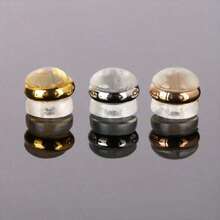 10Pcs Gold Edge Round Ear Plugs Unisex Simple Style ABS Resin Design Comfortable Ear Accessories For Daily Wear Gift Giving Halloween Christmas And Special Occasions - Vàng - Xem 4