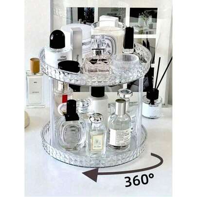 三层360°旋转置物架，多功能桌面收纳架，化妆品/浴室/厨房收纳架，展示架，珠宝盒，收纳袋，化妆刷架，化妆刷收纳架，香水收纳盒，化妆包，女士礼物，圣诞礼物，女士礼物创意，房间装饰