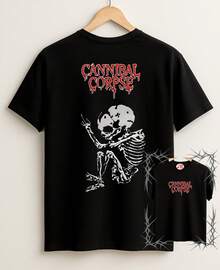 Cannibal Corpse Band T-Shirt Rock Heavy Metal Punk Skull 100% Cotton Unisex Shirt Blouse Cotton Streetwear Plus Size - 黑色 - 查看 1