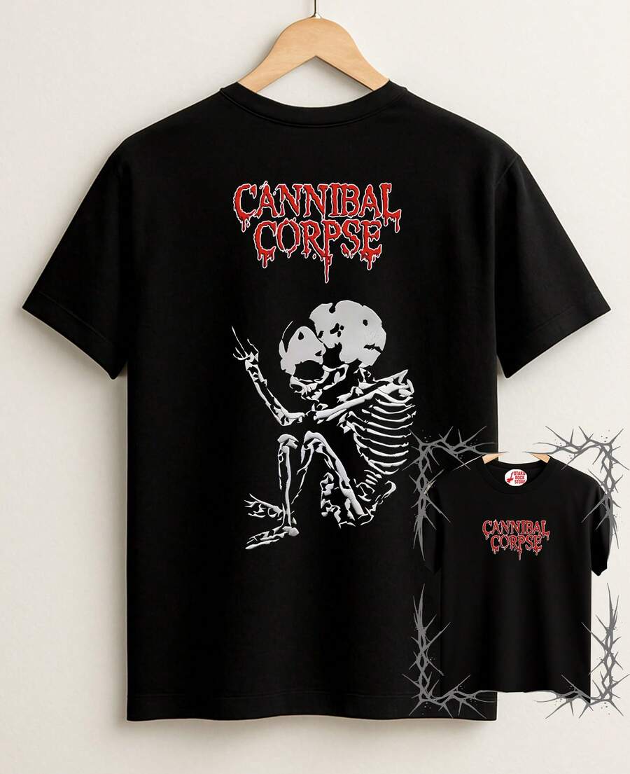Cannibal Corpse Band T-Shirt Rock Heavy Metal Punk Skull 100% Cotton Unisex Shirt Blouse Cotton Streetwear Plus Size - 黑色 - 查看 1