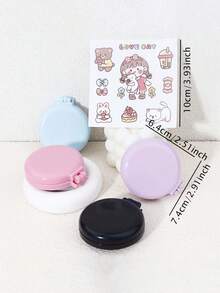 2 piezas Cepillo de pelo plegable mini lindo con espejo y pegatinas DIY - Peine de pelo de viaje portátil, diseño compacto con tapa abatible, cerdas suaves para cabello normal, regalo para niñas (rosa, azul, amarillo, negro)