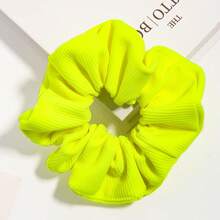 1个纯色条纹荧光绿发圈发饰，学生发圈发绳，休闲马尾辫发饰 - 青檸色 - 查看 5