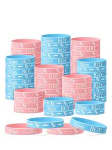 20/40pcs Gender Reveal Bracelets, Team Boy Silicone Wristbands And Team Girl Rubber Bracelets, For Gender Reveal Party, Pregnancy Announcement, Invitations, Gender Reveal Games, Balloon Box Decorations