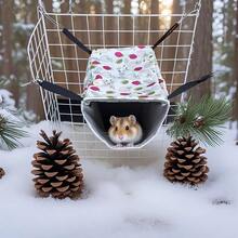 Small Animal Hideaway& Hammock, Cozy House With Roof For Small Pets To Sleep And Hide - Washable Pet Cave& Hideout Corner, Hanging Hammock Hideout Bed, Cage Accessories For Guinea, Hamster, Rat, Glider, Squirrel, Ferret, Kitten, Squirrel, Chinchilla