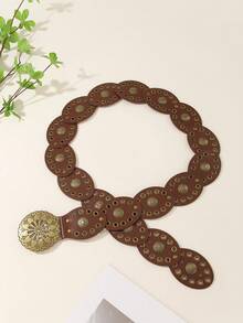 1pc Vintage PU Leather Waist Belt, Suitable For Jeans, Dresses, All Seasons