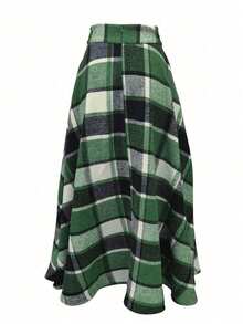 Falda casual de mujer con bolsillo a cuadros - Multicolor - Ver 2
