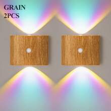 Wiederaufladbare LED Bewegungssensor Nachtlicht, Induktionslampe, LED Wandleuchte - Auto Ein/Aus, Batteriebetrieben (1200mAh) für Schlafzimmer, Flur, Treppe - Modernes minimalistisches Design, zeitgenössischer Stil, RGB Nachtlicht für Schlafzimmer, Treppenbeleuchtung, minimalistisches Licht, energieeffiziente Beleuchtung